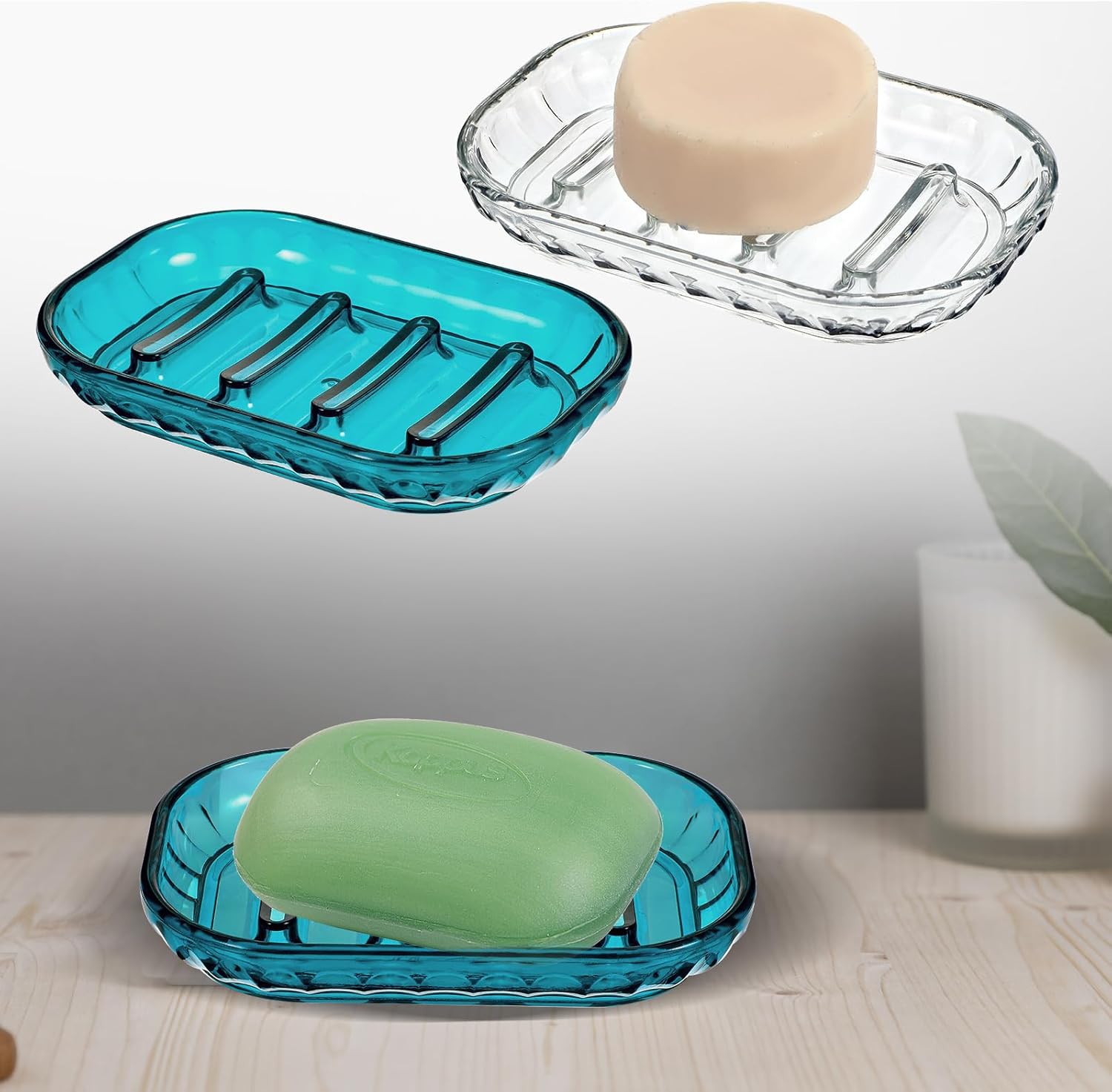 Qianyu 2 Pcs Clear Soap Saver Holder for Bathroom and Kitchen