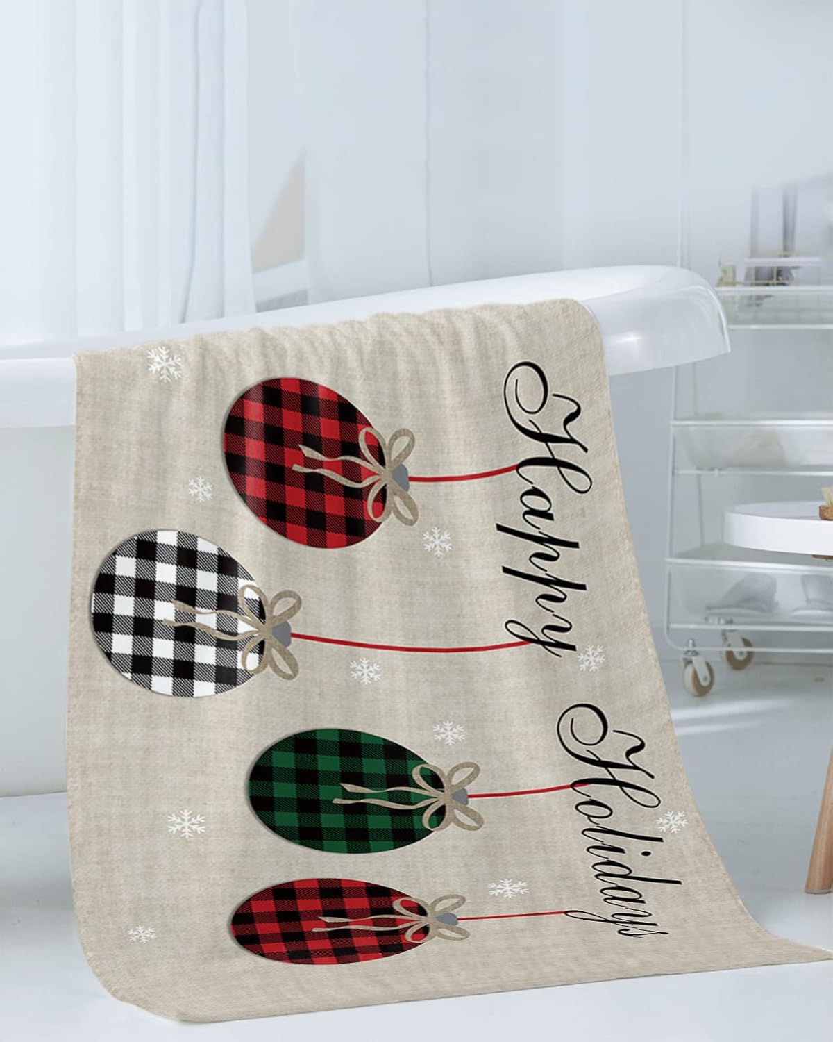 IDOWMAT Soft 3-Piece Towel Set - Farm Linen Plaid 1