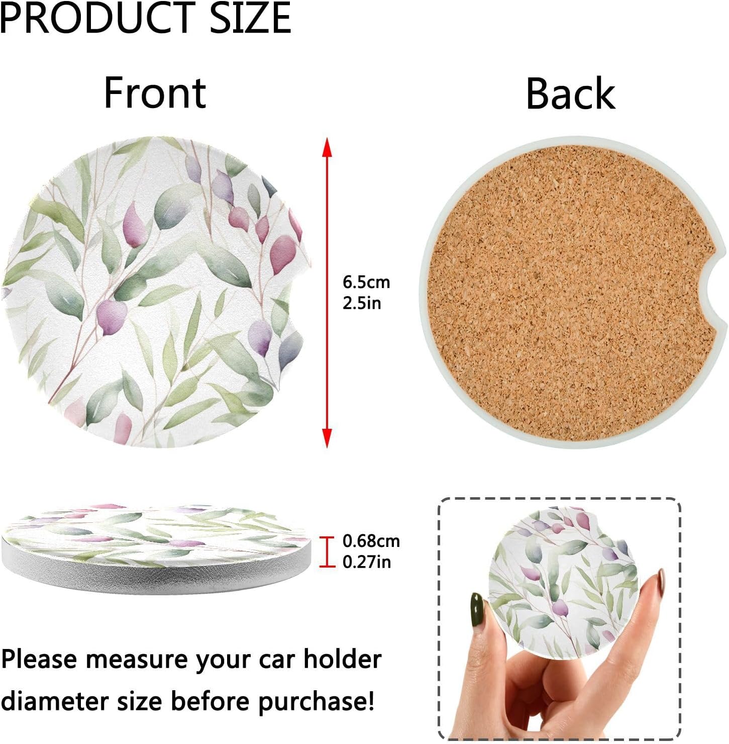 Takiito Leaves Car Cup Holder Coasters 2 Pack 1