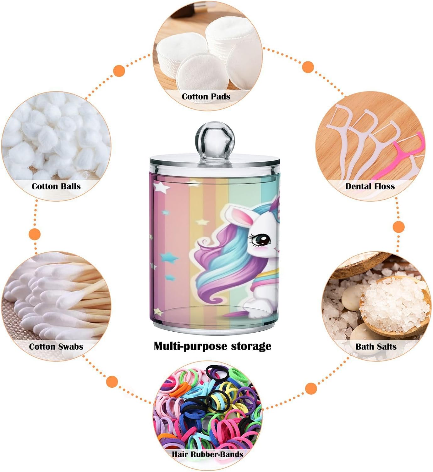 YETTASBIN Clear Storage Jars 2 Pack for Cotton Swabs Bathroom Organization