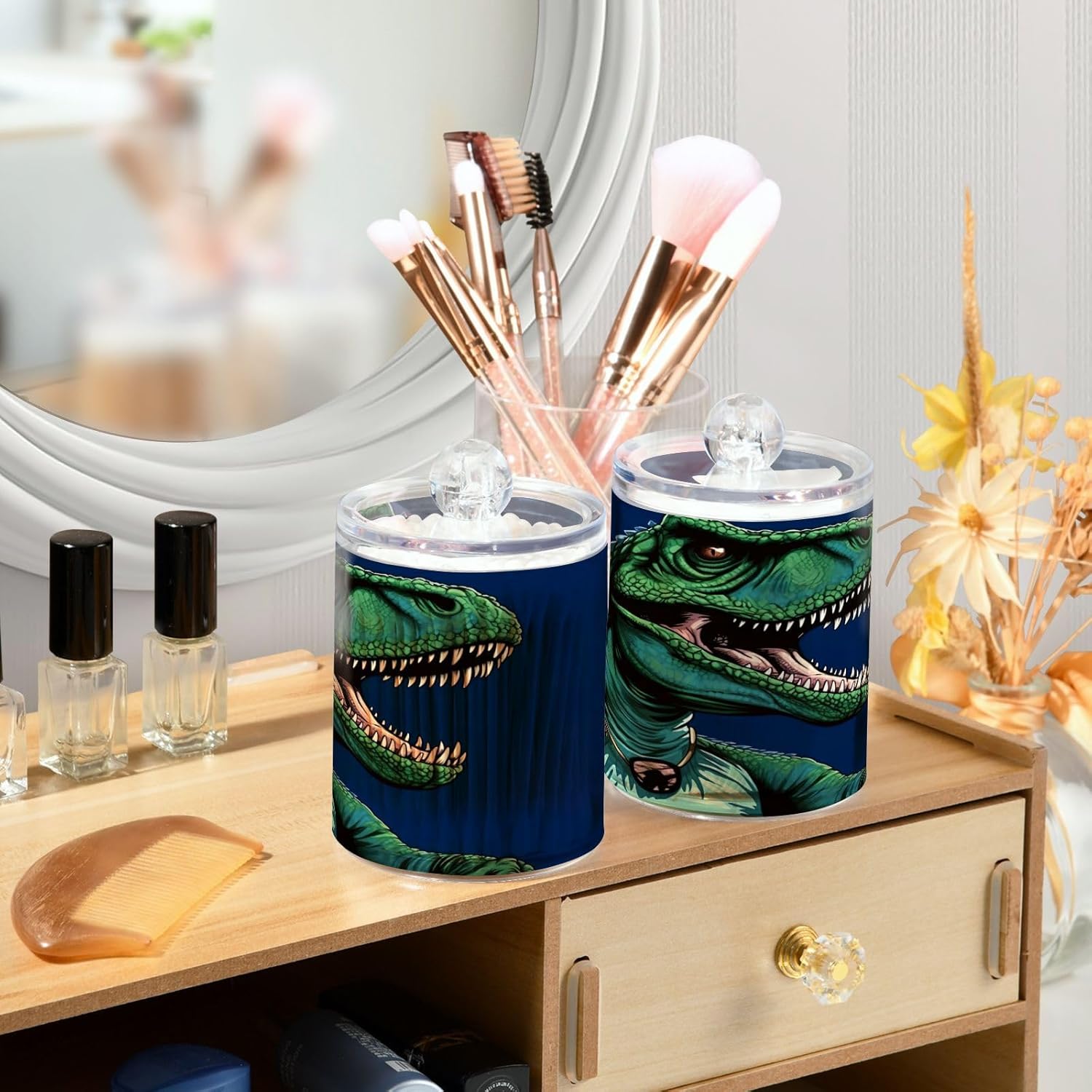 YETTASBIN Dinosaur Clear Apothecary Jars 2 Pack 14oz