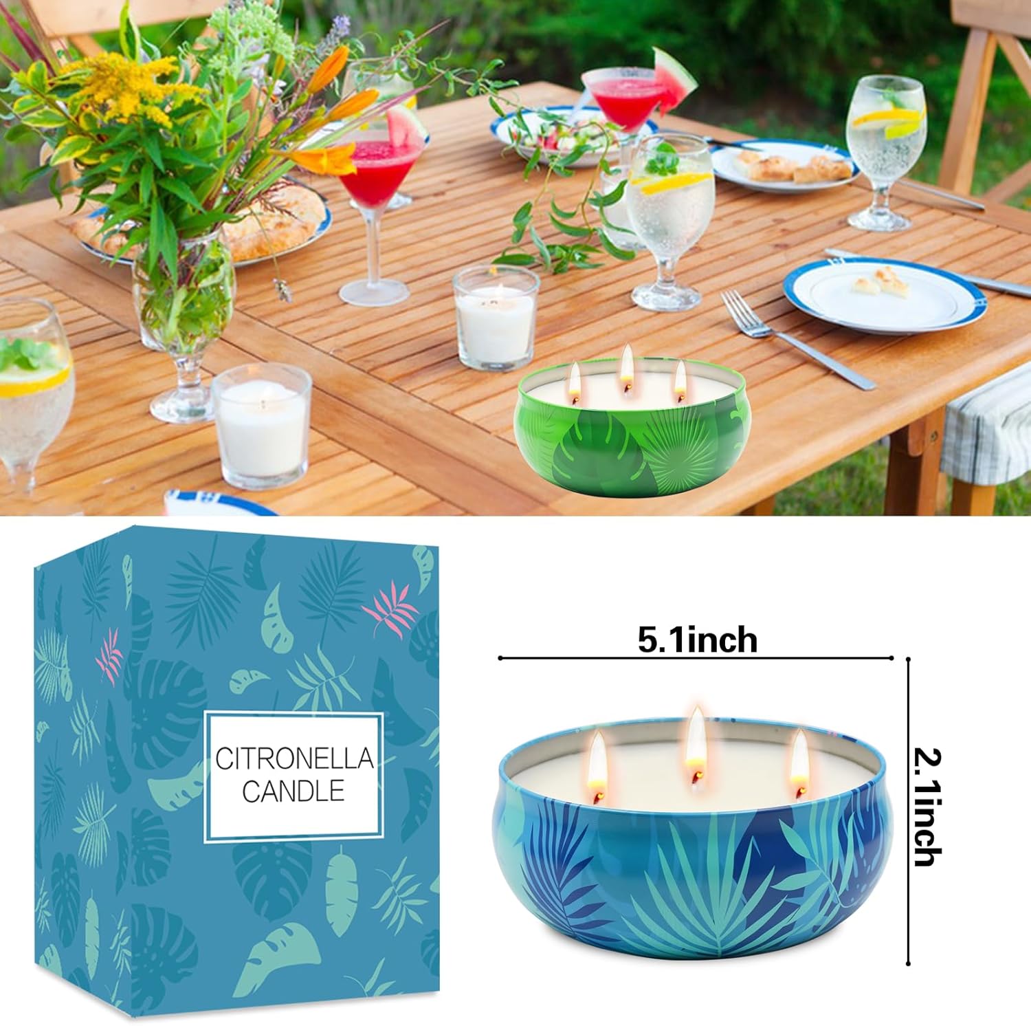 Collabell Citronella Candles Outdoor 3 Wick Large