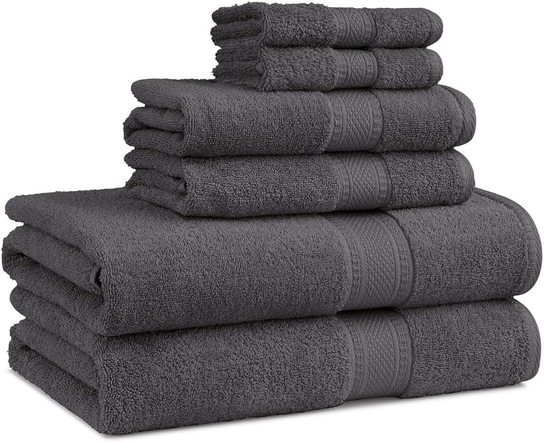 EuroSpa 100 Cotton 6 Piece Towel Set - Light Grey