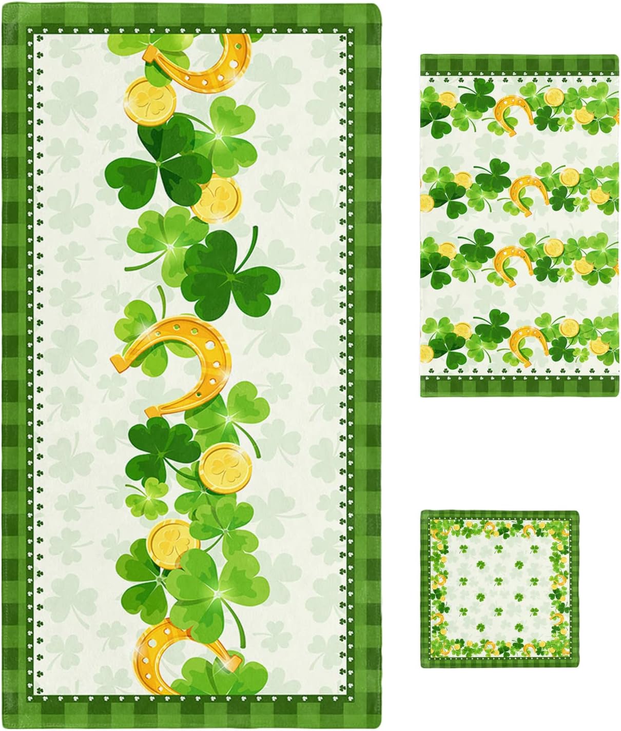 ZOE GARDEN St Patricks Day Towel Set Green Shamrock Microfiber Bath Kitchen Towels