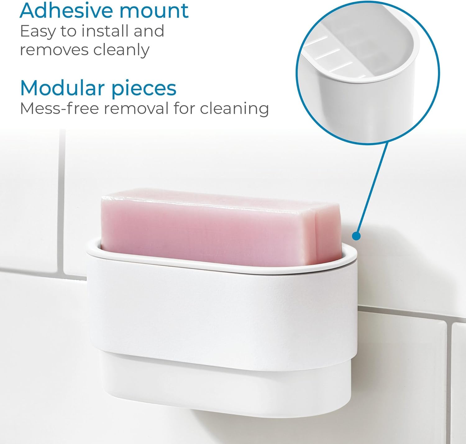 iDesign Self-Adhesive Soap Dish - White