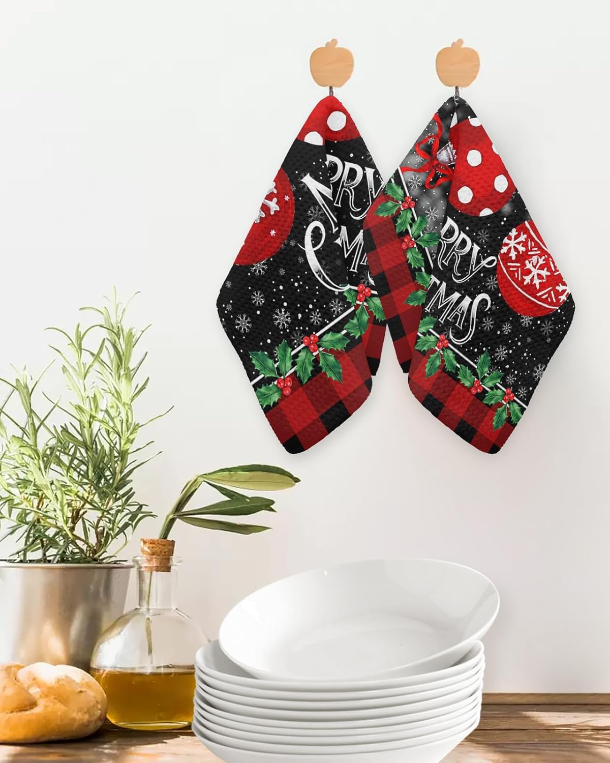 Falaniique Xmas Boho Waffle Towel Set of 2