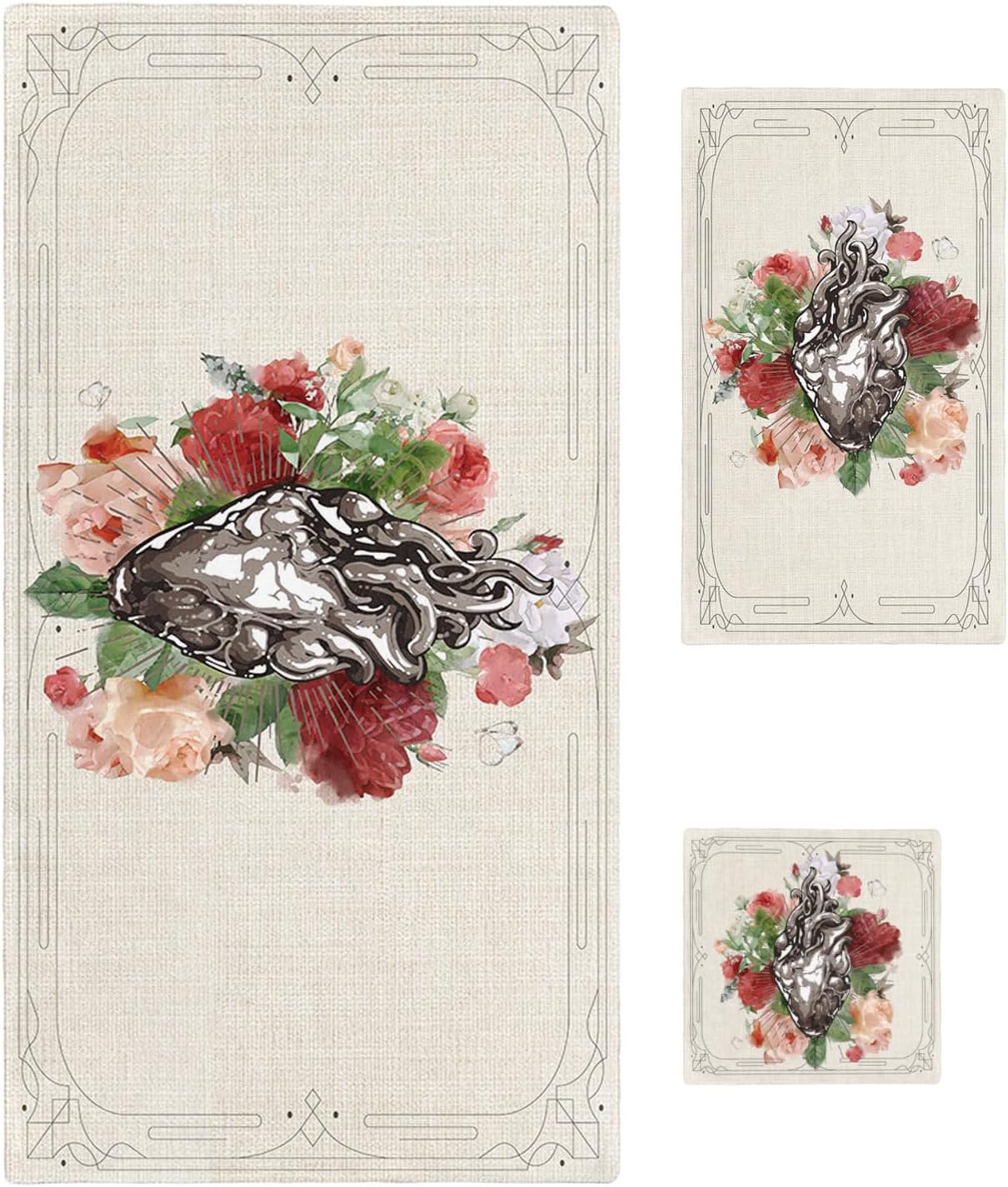 Smile Sunflower 3 Pcs Bath Towel Set - Soft Floral Linen Design