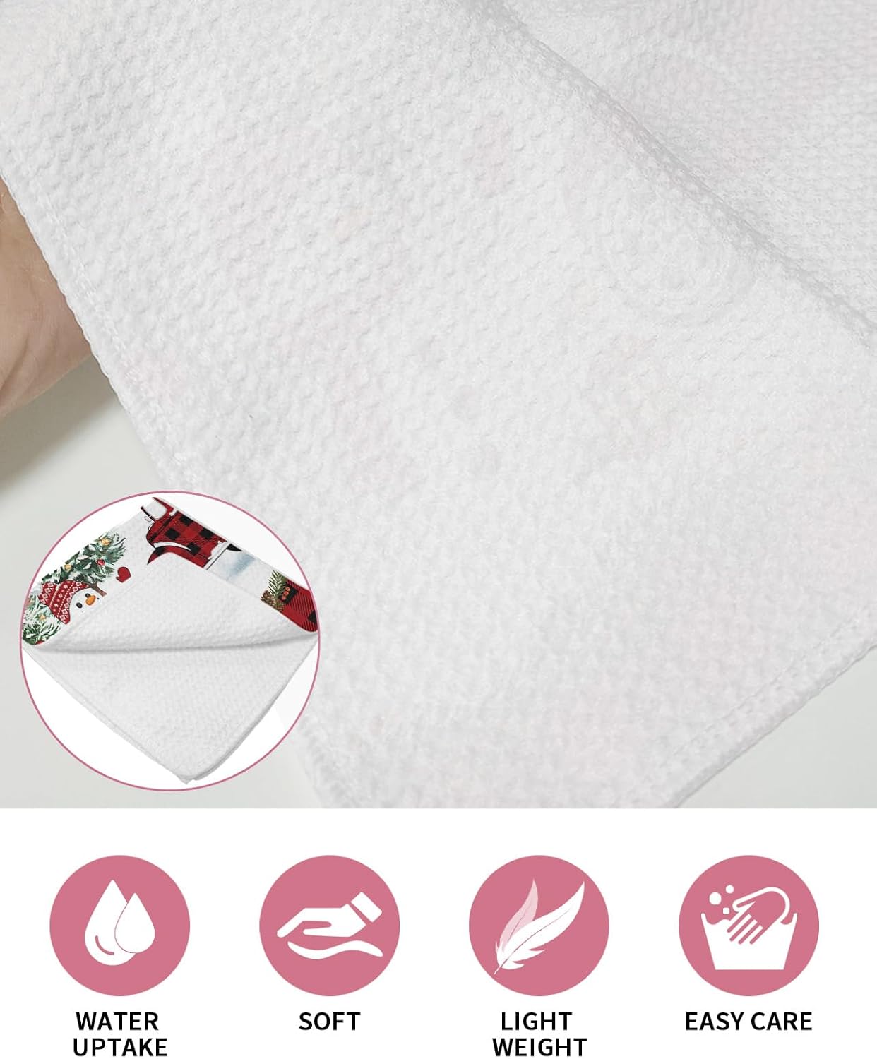 Falaniique Christmas Red Waffle Towel Set of 2