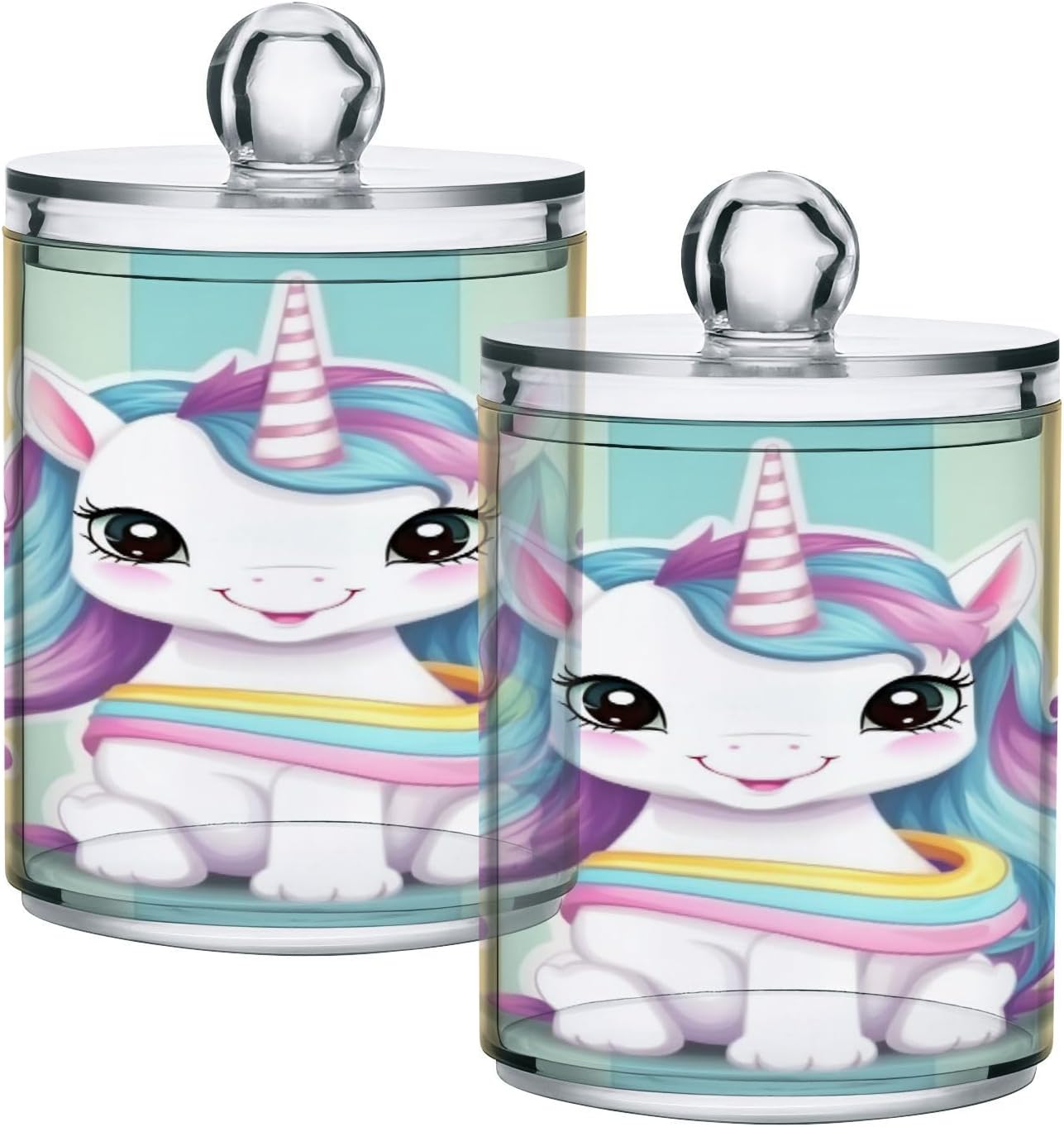 YETTASBIN Clear Storage Jars 2 Pack for Cotton Swabs Bathroom Organization