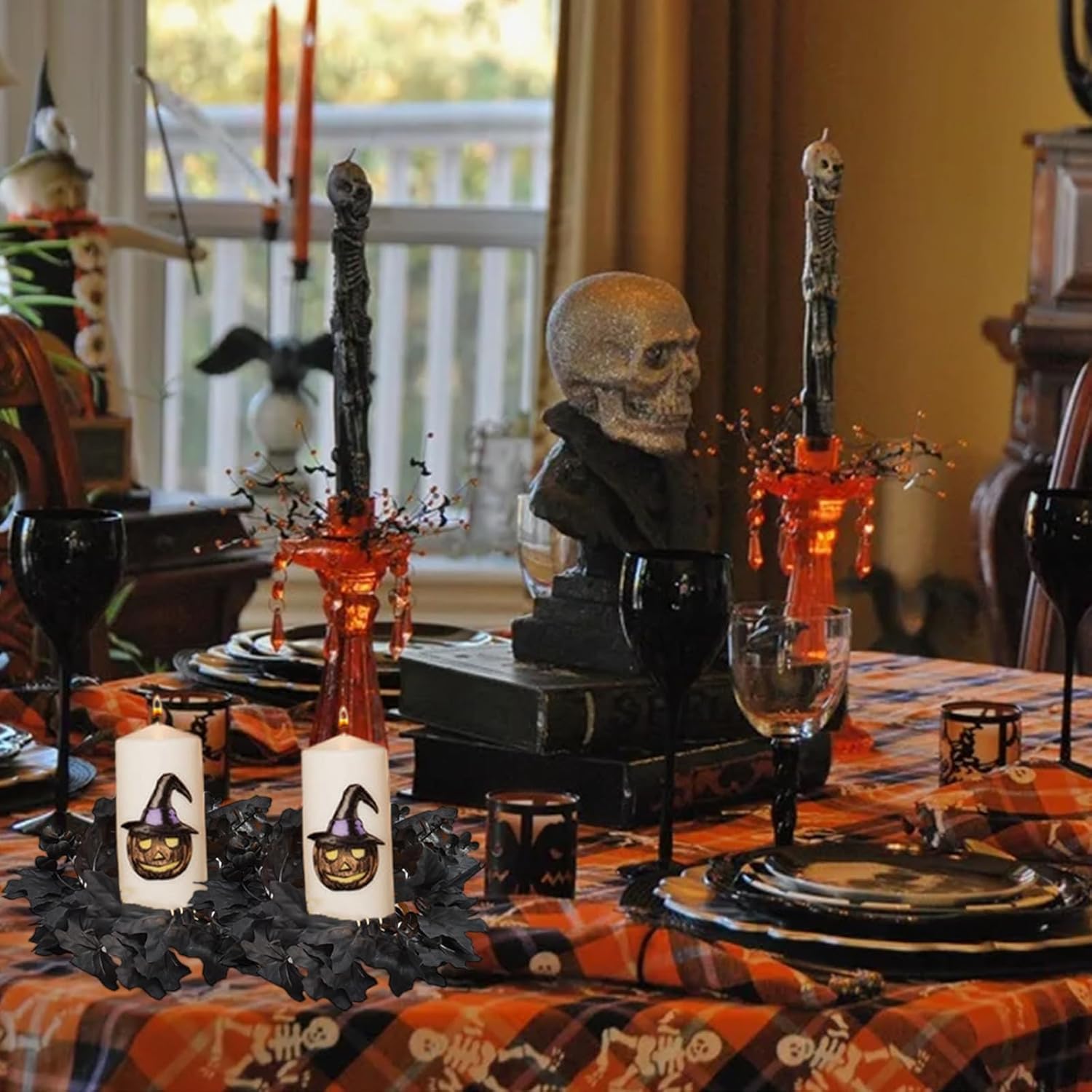 Halloween Black Candle Wreath Decorations 1