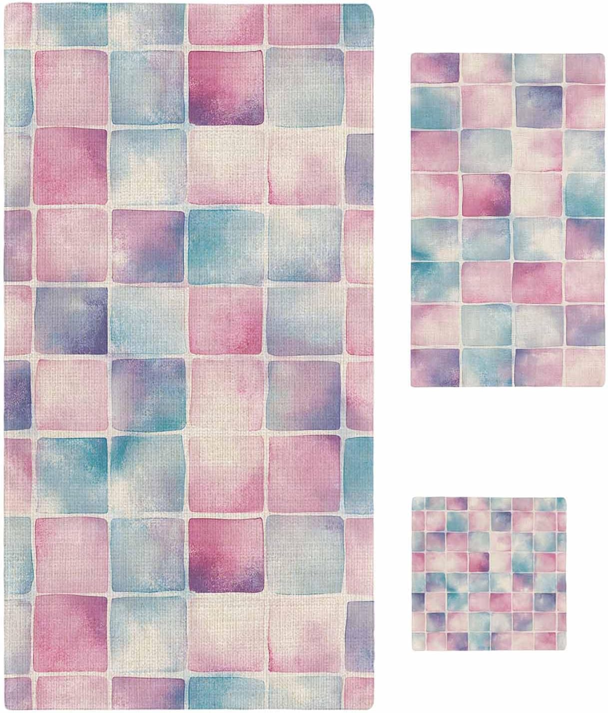 Shine-Home Watercolor Lattice Towel Set