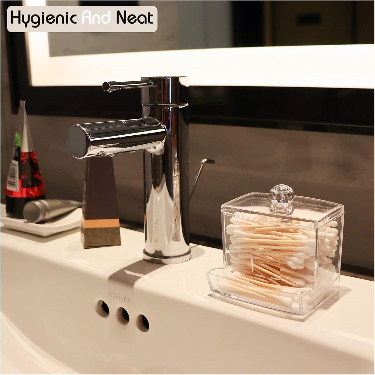 Qihomy Square Cotton Swab Storage Container