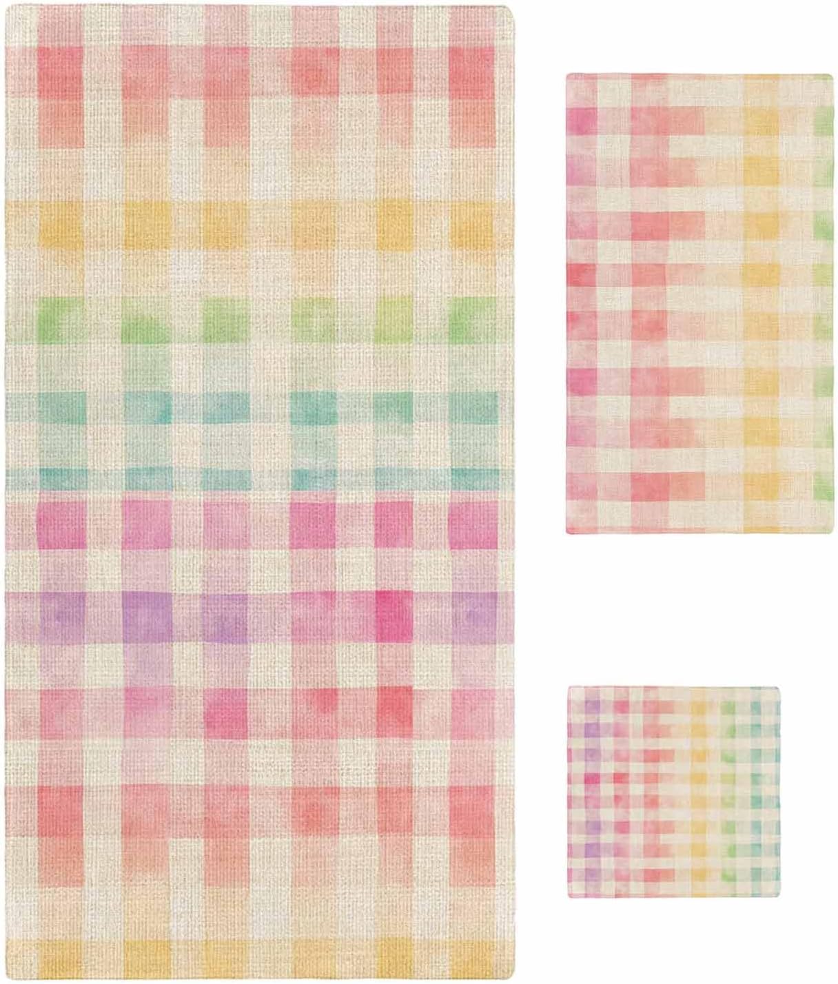 Shine-Home Purple Pink Plaid Towel Set