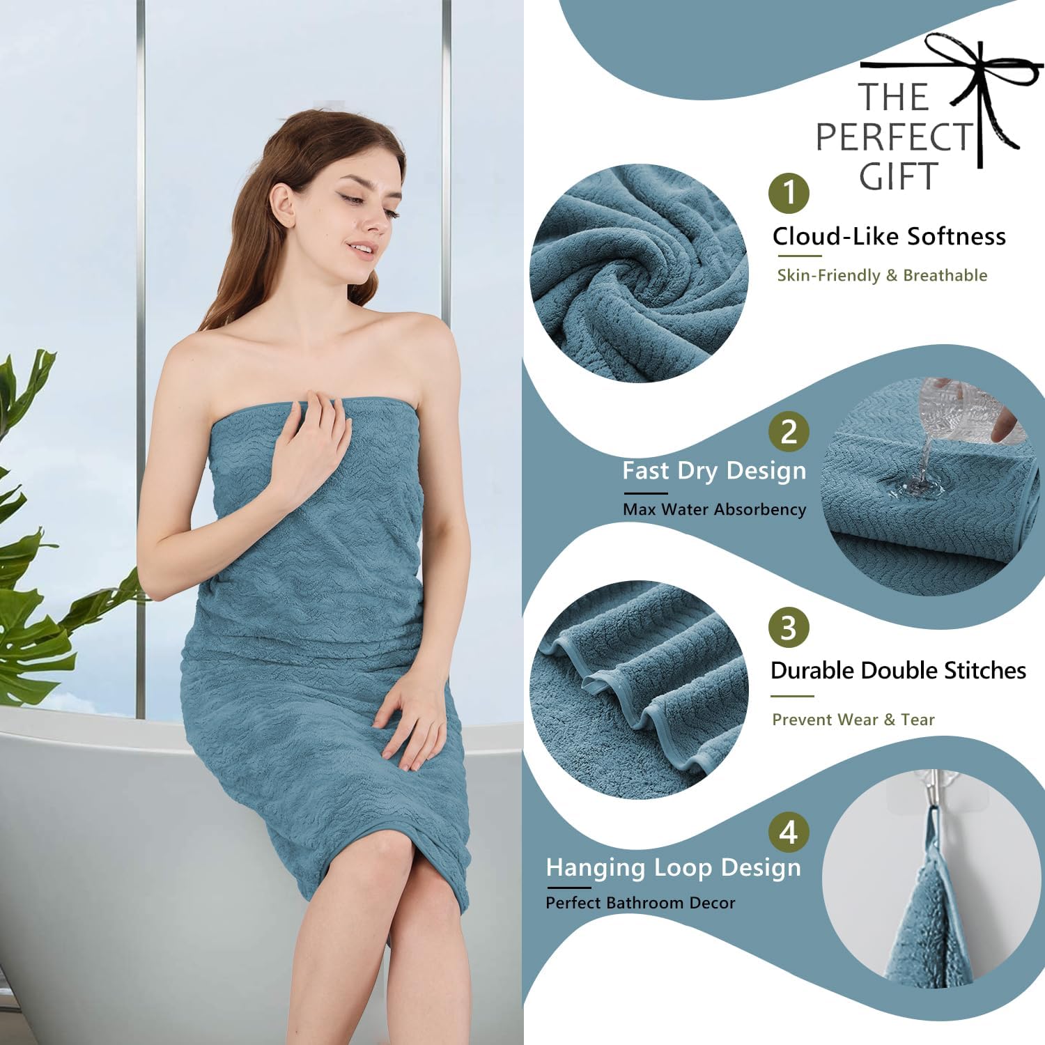 Jessy Home 8 Piece Turquoise Towel Set