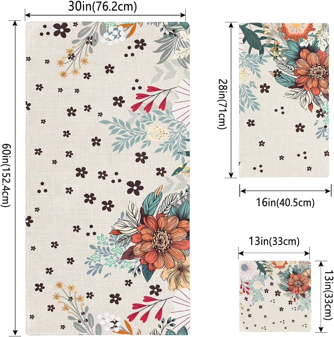 Smile Sunflower 3 Pcs Linen Bath Towels Set