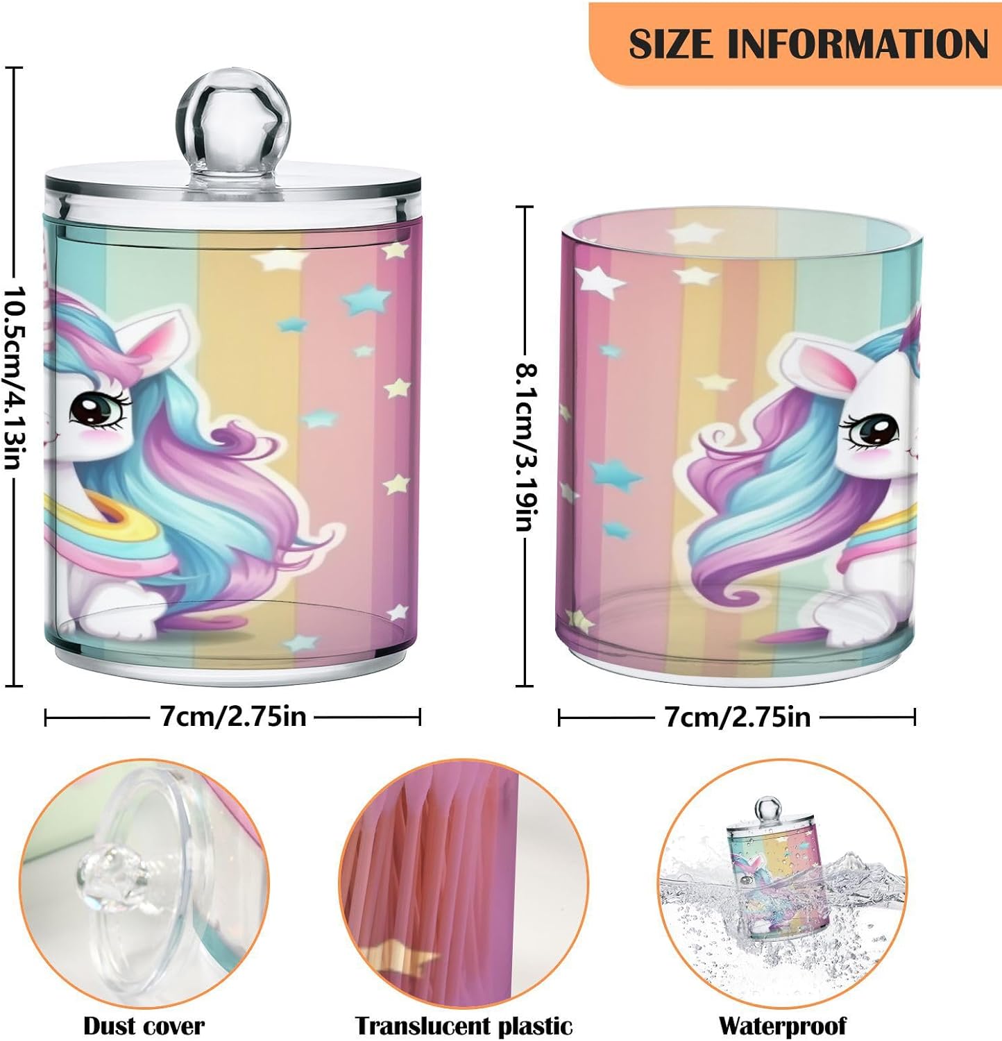 YETTASBIN Clear Storage Jars 2 Pack for Cotton Swabs Bathroom Organization
