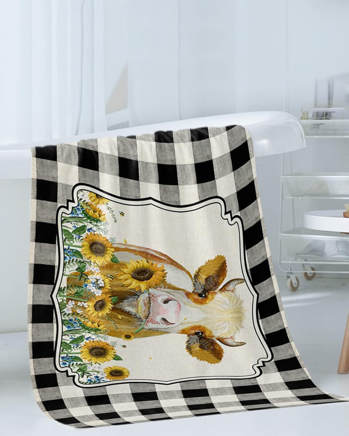 Funny Farm Animal Cow Towel Set for Bathroom