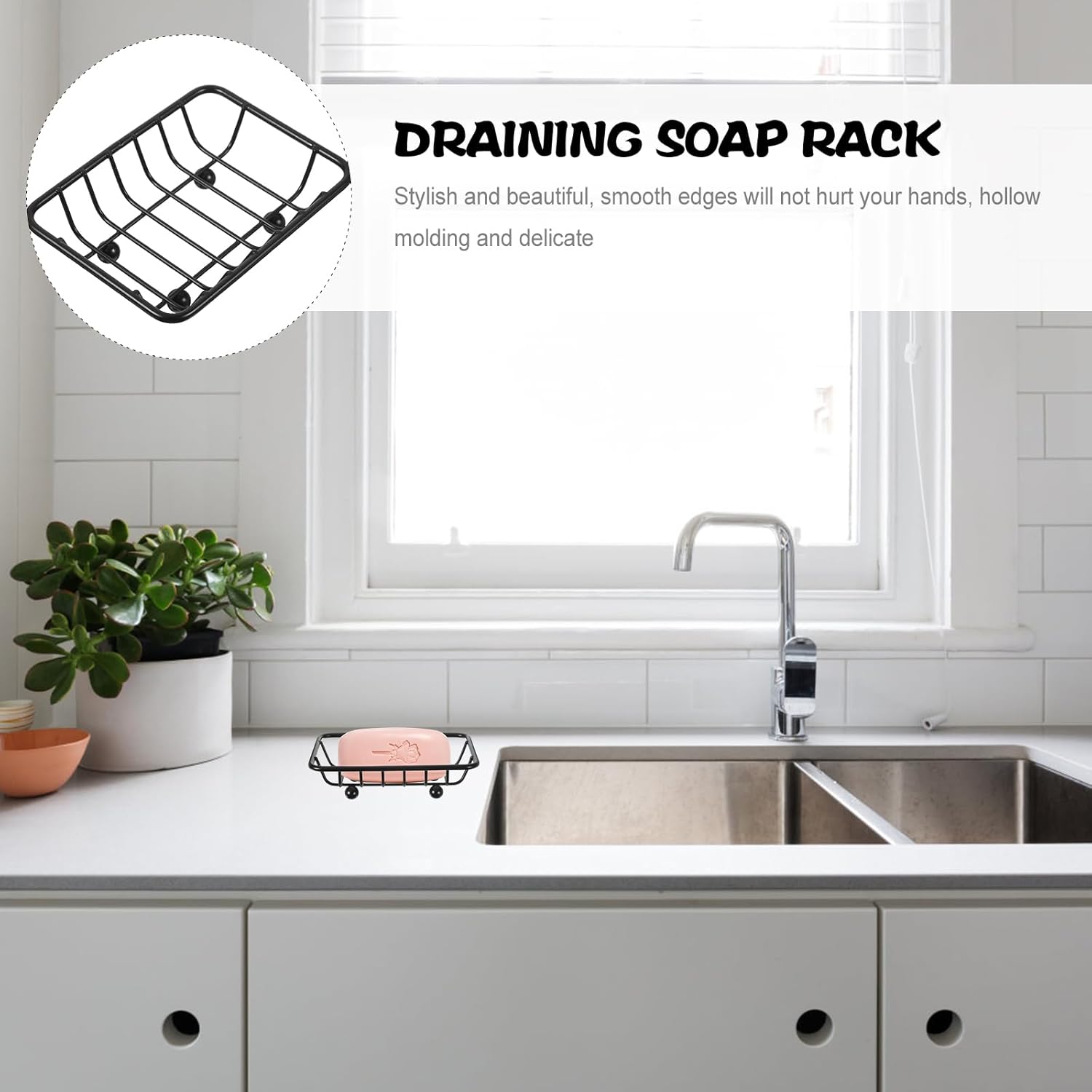 Luxshiny Sturdy Black Soap Dish Holder