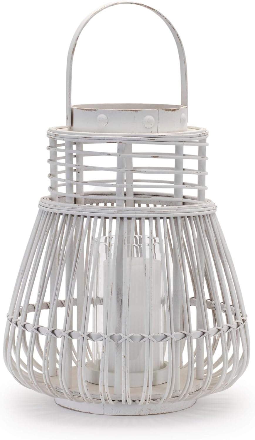 Melrose Tapered Woven Rattan Candle Lanterns - 1475 White