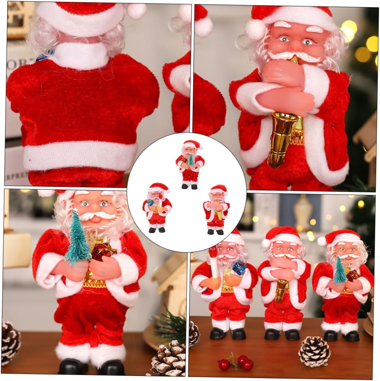 ABOOFAN 3Pcs Electric Santa Claus Christmas Ornament