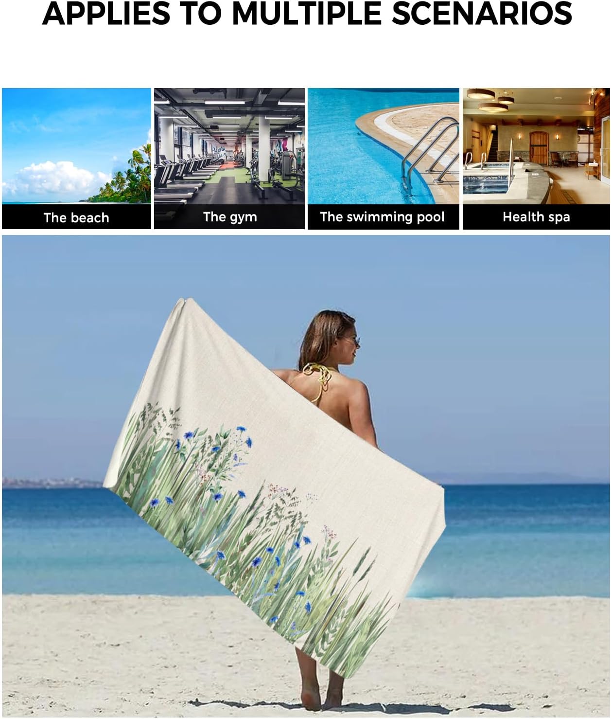 Smile Sunflower Towel Set of 3 - Soft Linen Texture Bath Towels