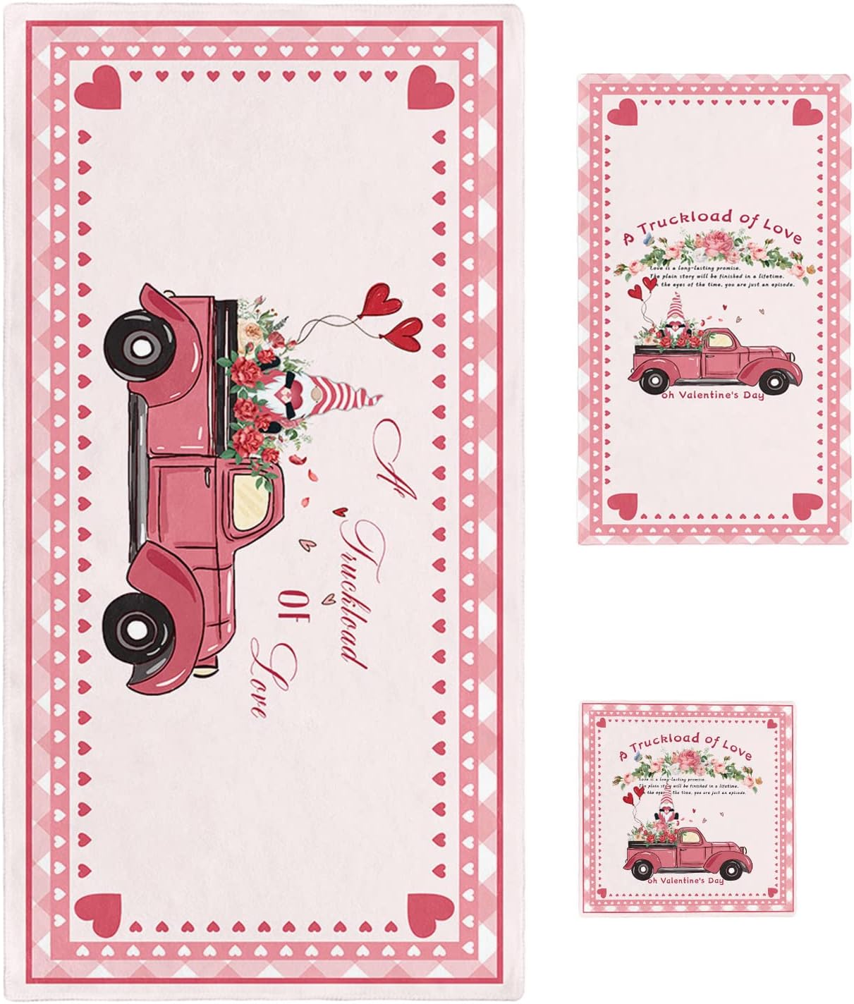 Shine-Home Pink Car Load of Love Towel Set 1