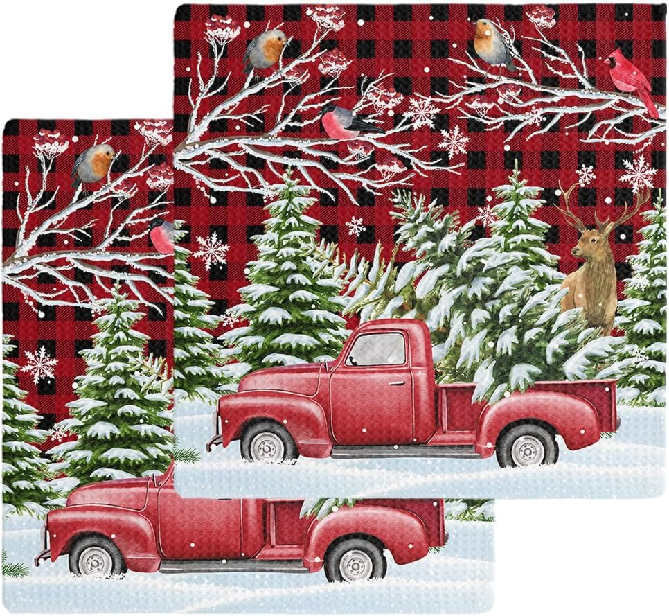 Falaniique Christmas Waffle Towel Set of 2 1