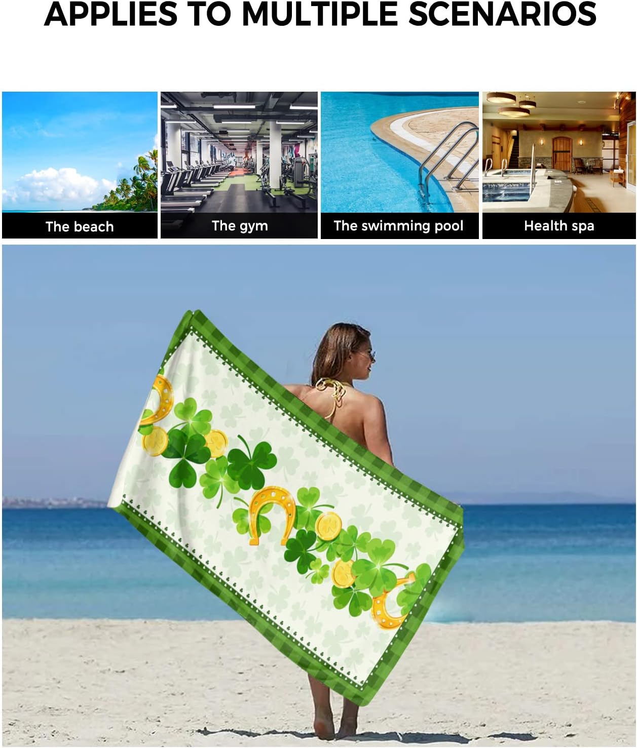 ZOE GARDEN St Patricks Day Towel Set Green Shamrock Microfiber Bath Kitchen Towels