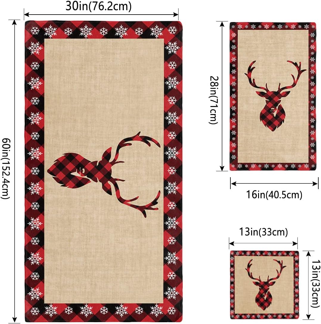 Christmas Bath Towels Set of 3 - Elk Pattern Decor