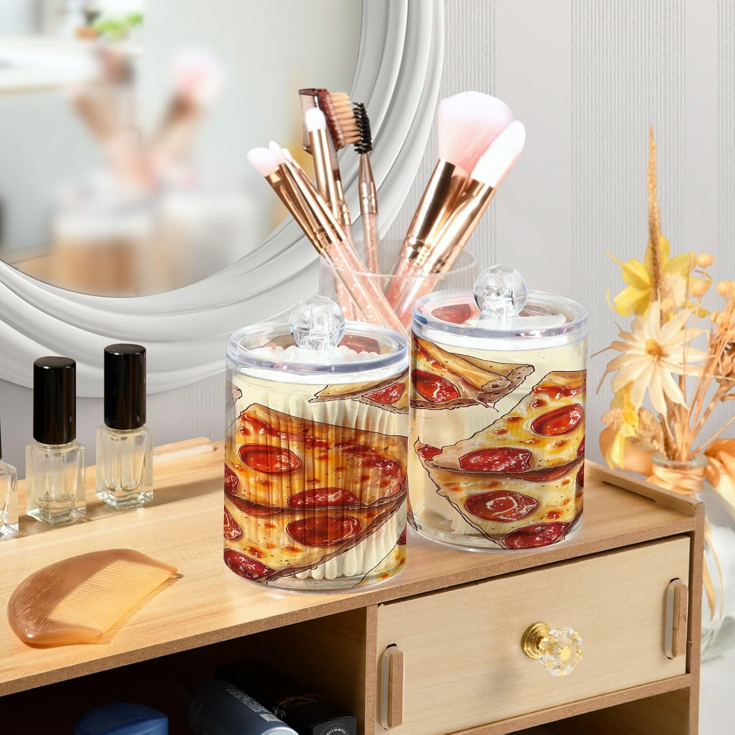 YETTASBIN Clear Jars 2 Pack for Cotton Swabs and Bath Essentials
