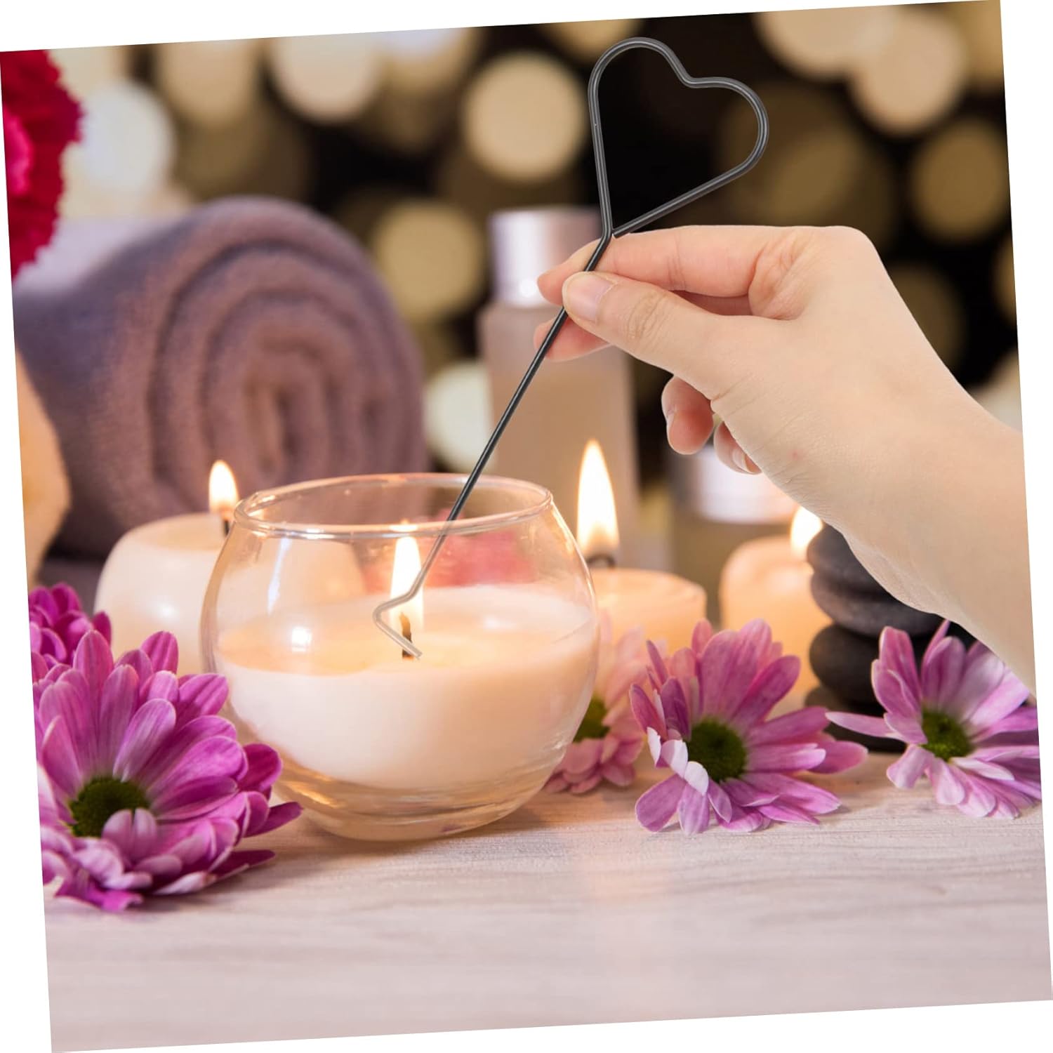 LIFKOME 4pc Heart Design Candle Wick Hooks