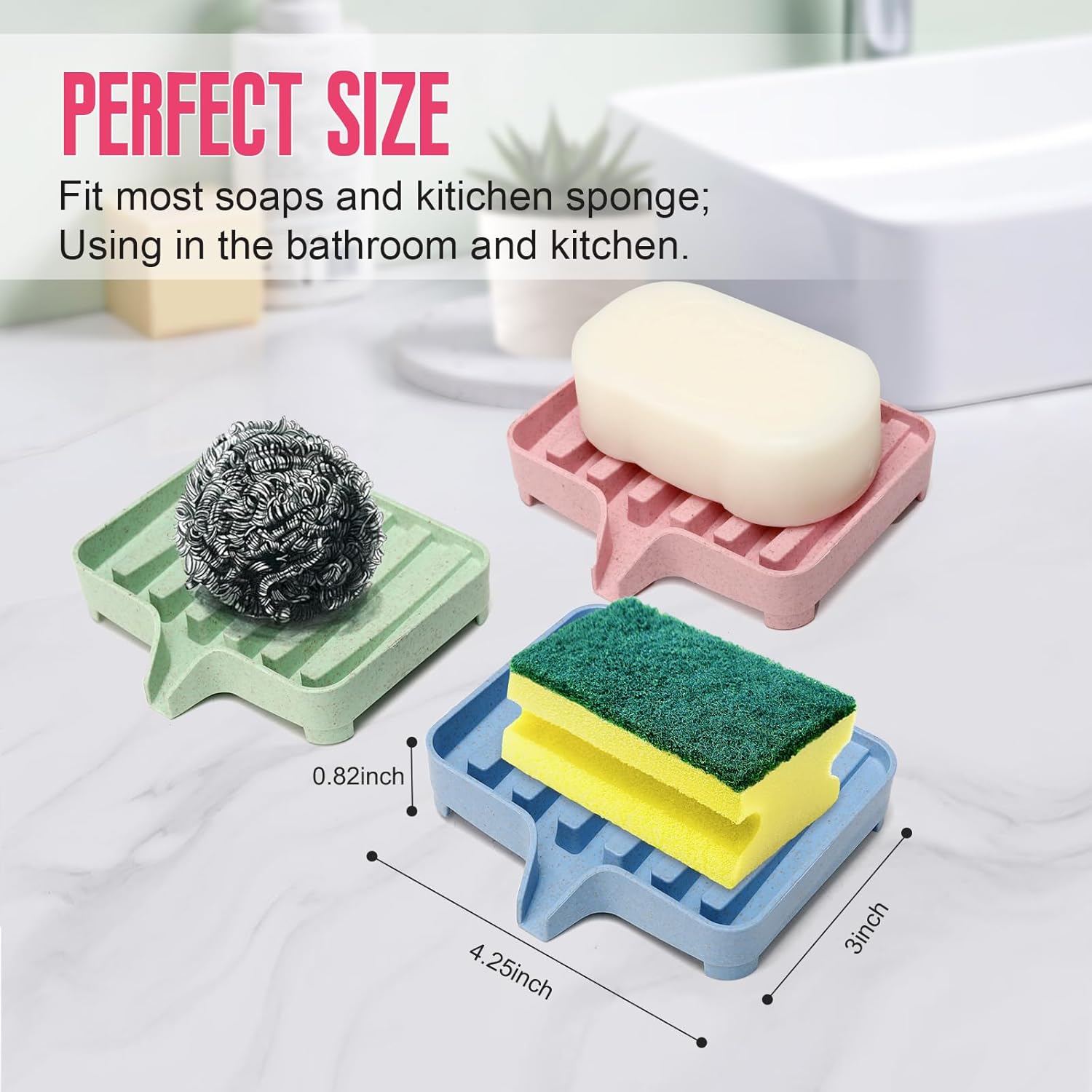 3PCS Self Draining Soap Dish and Tray for Bathroom Sink