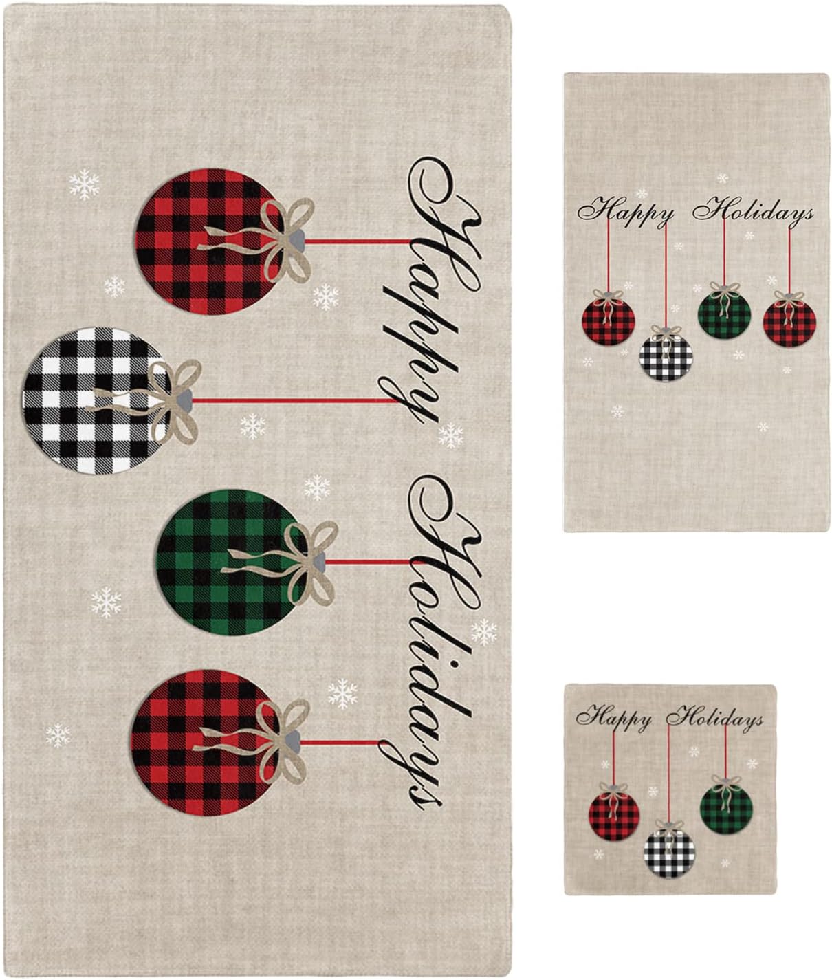 IDOWMAT Soft 3-Piece Towel Set - Farm Linen Plaid 1
