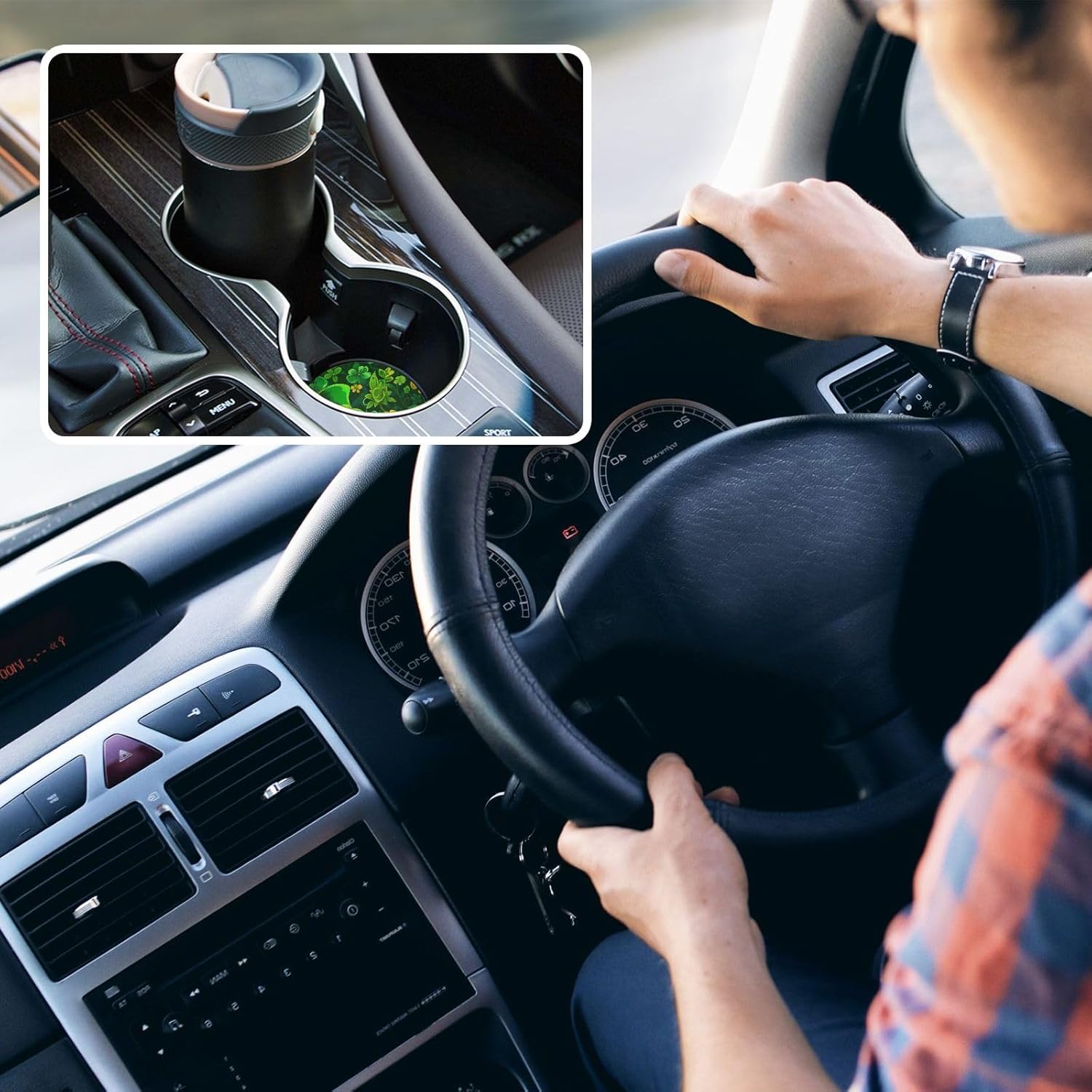 Takiito St Patrick Car Cup Holder Coasters 2 Pack