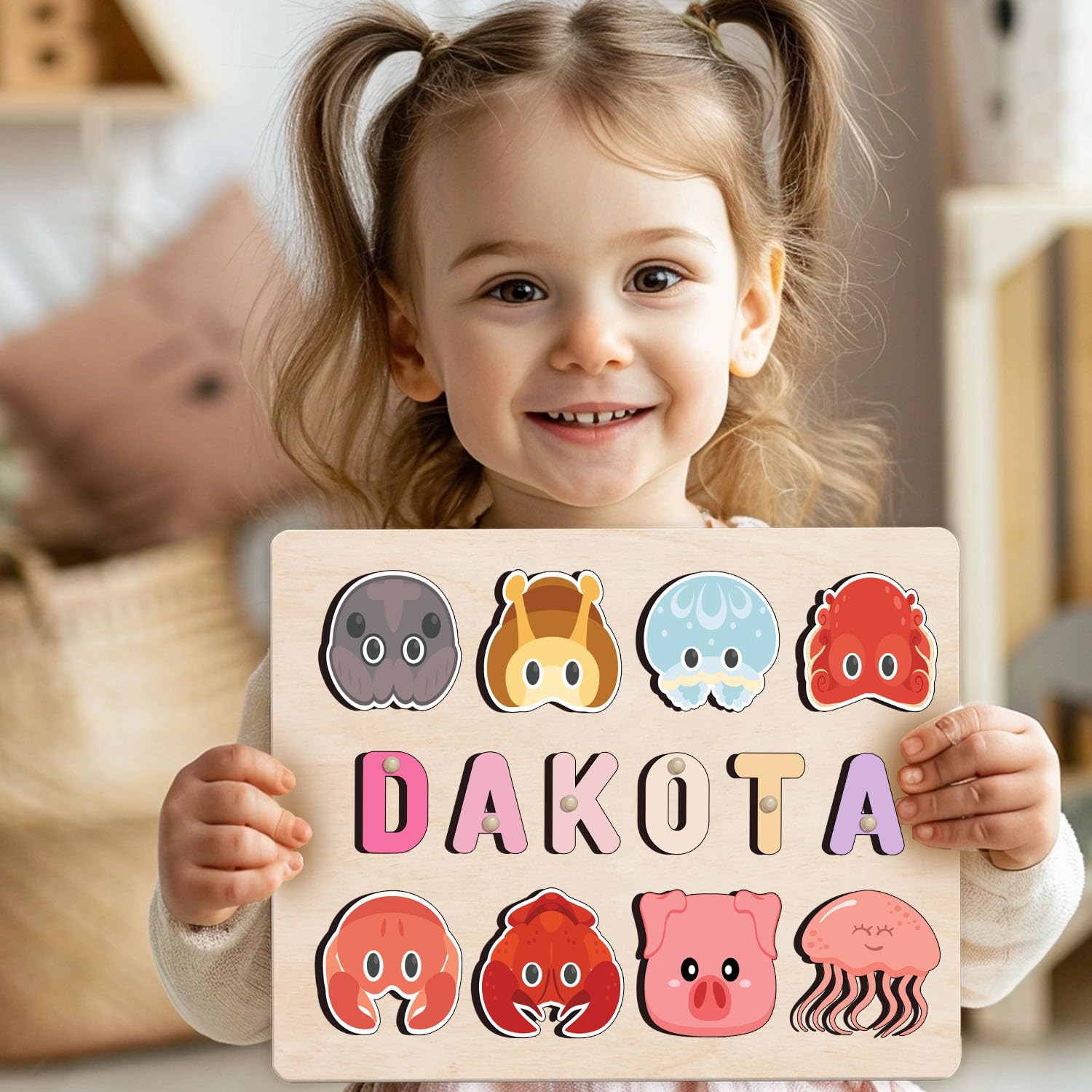 Personalized Wooden Name Puzzle for Kids 1-3