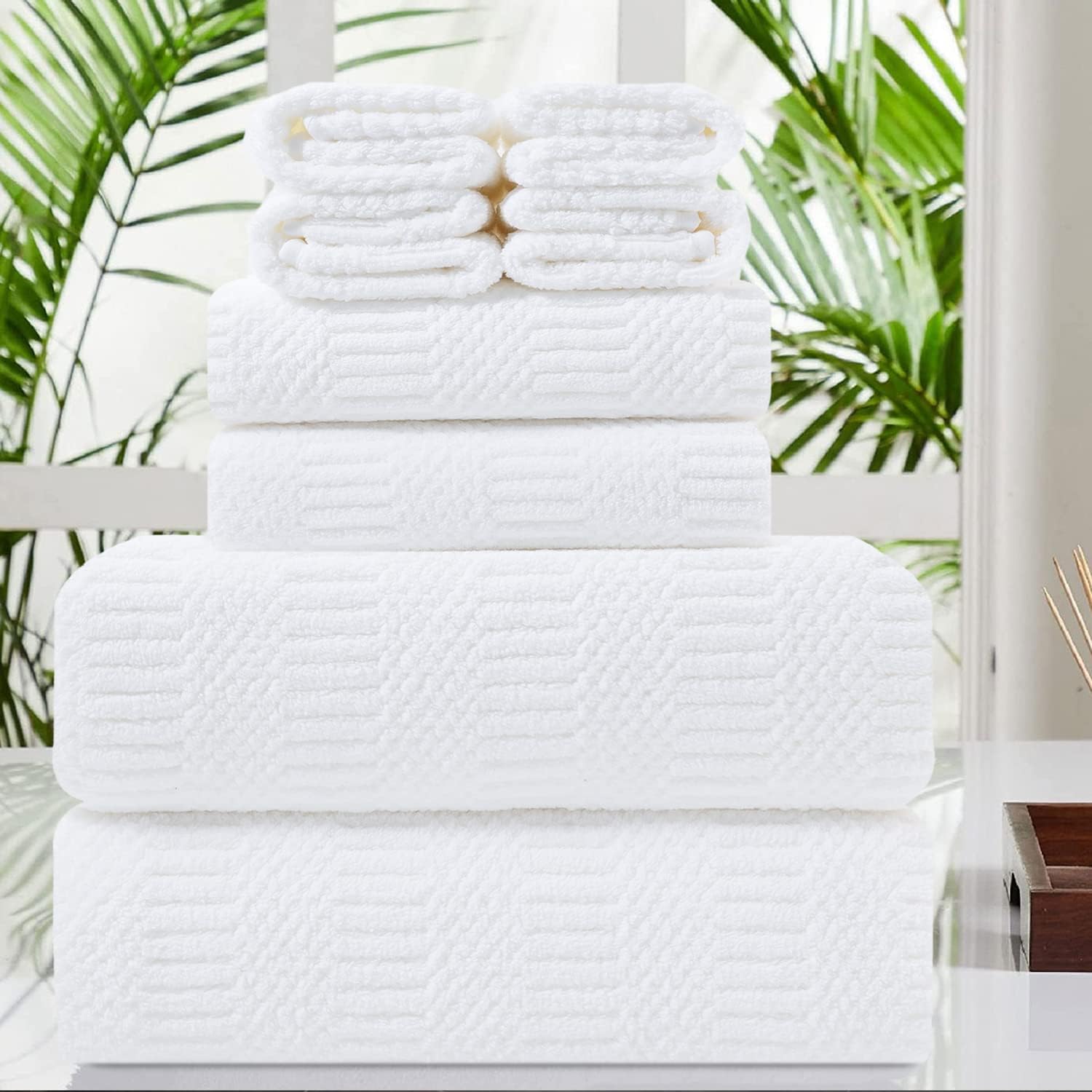 8 Piece Oversized White Bath Towel Set