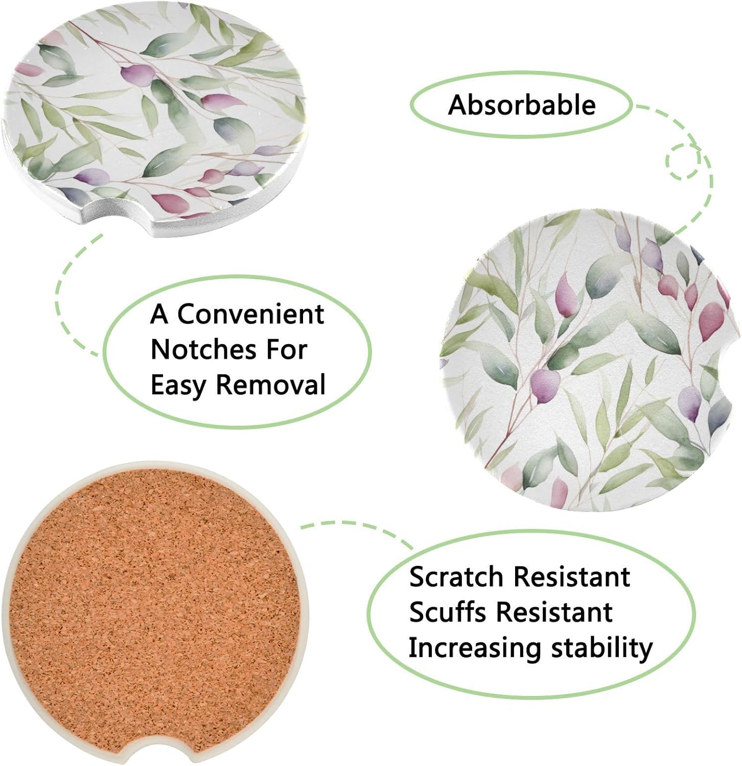 Takiito Leaves Car Cup Holder Coasters 2 Pack 1