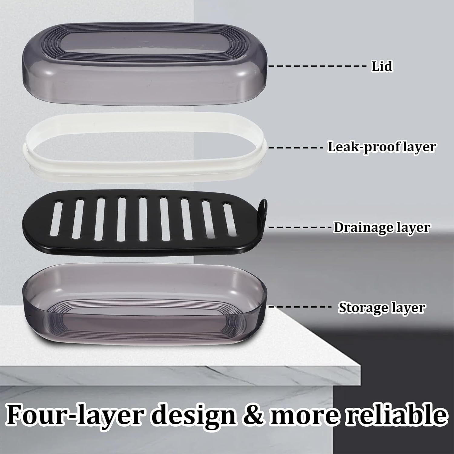Kifmurase Large Black Shampoo Bar Holder with Drainage Dish