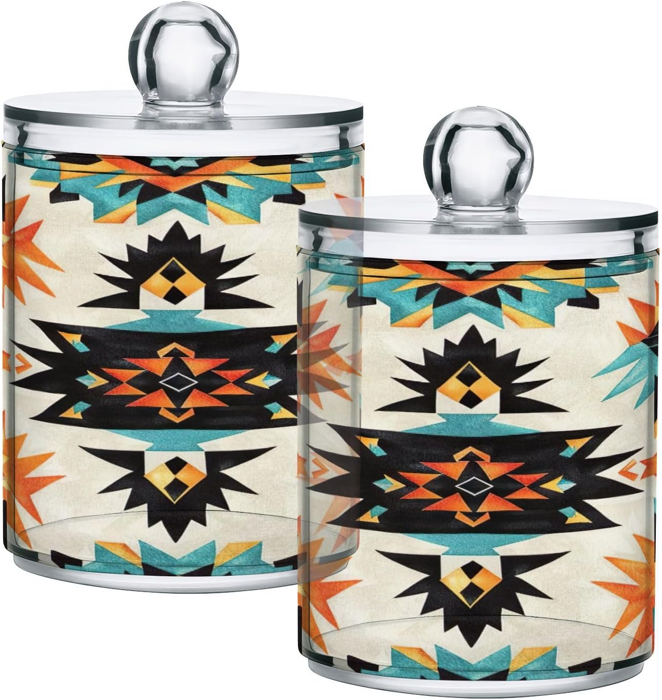 YETTASBIN Clear Apothecary Jars 2 Pack 14 oz Cotton Swab Holder with Lid