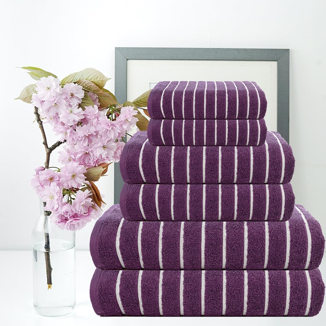 CASA COPENHAGEN 6 Piece Towel Set Dark Purple