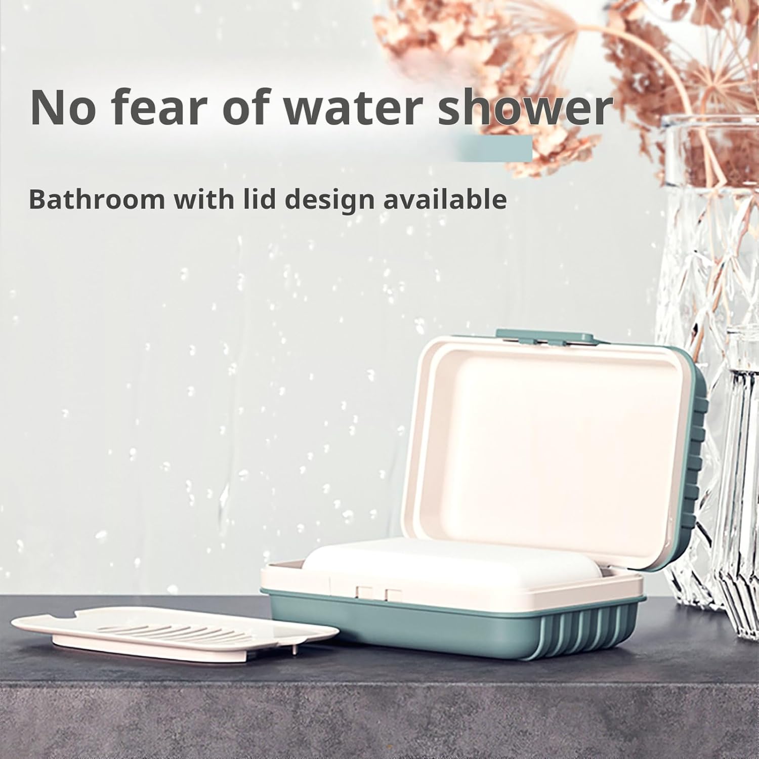 Loyliawa Soap Dish with Drain Tray and Lid 1