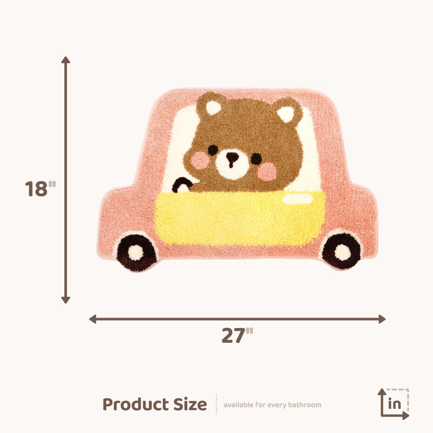 Molesun Bear Bath Rug Plush Microfiber Non-Slip 18 x 27