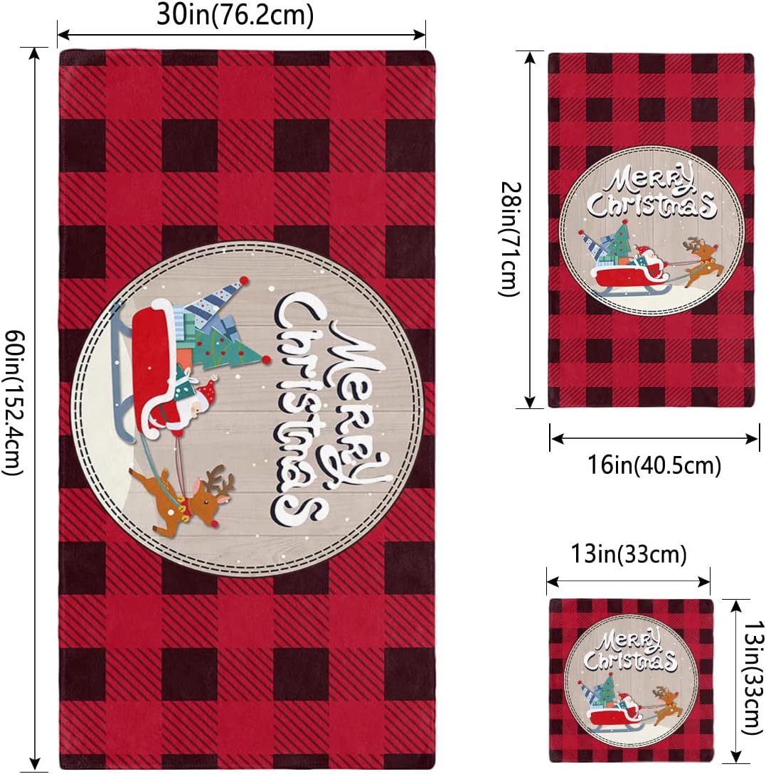 Shine-Home Merry Christmas Elk Sleigh Towel Set for Bathroom