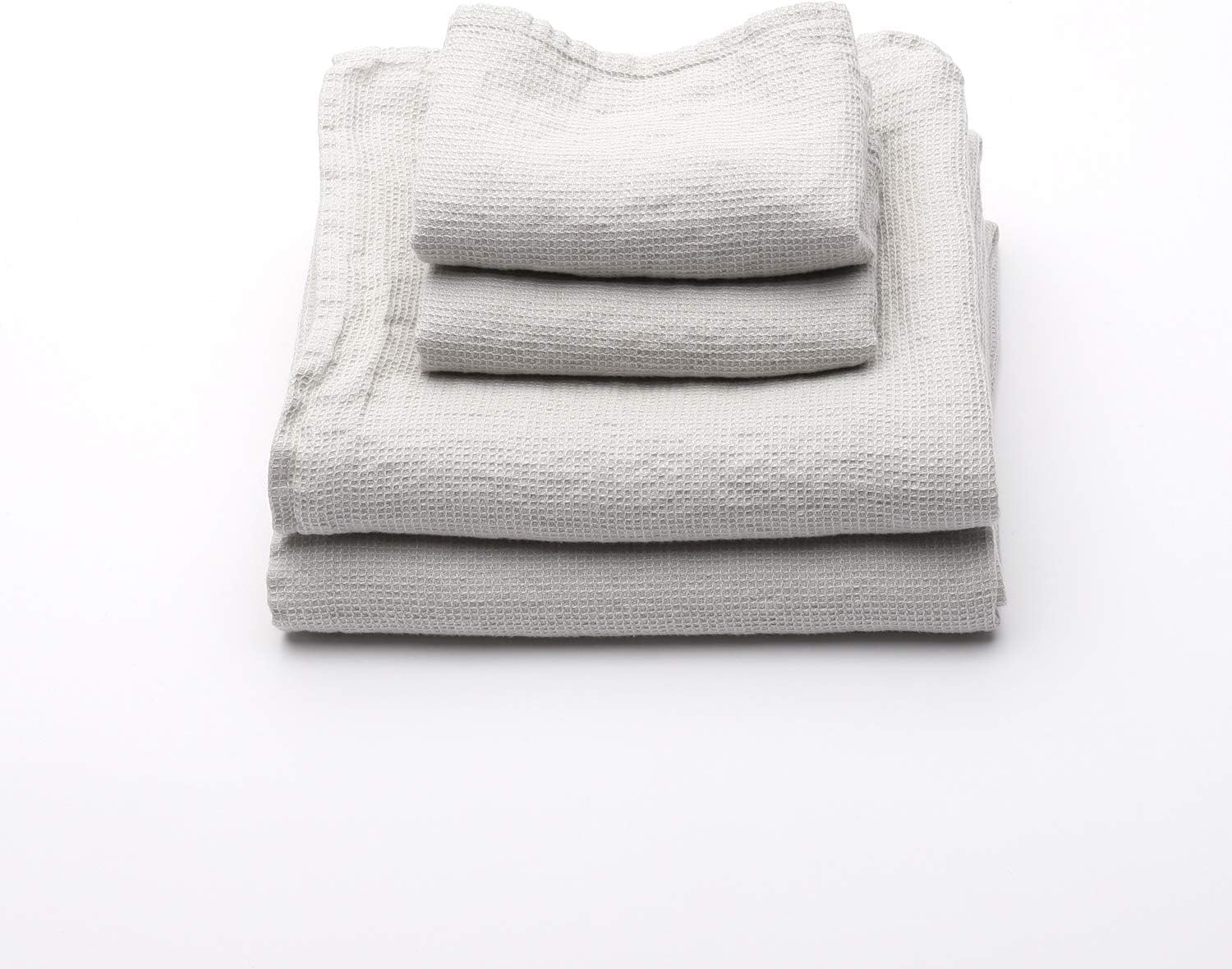 LinenMe 05373 Waffle Washed Linen Towel Set Silver