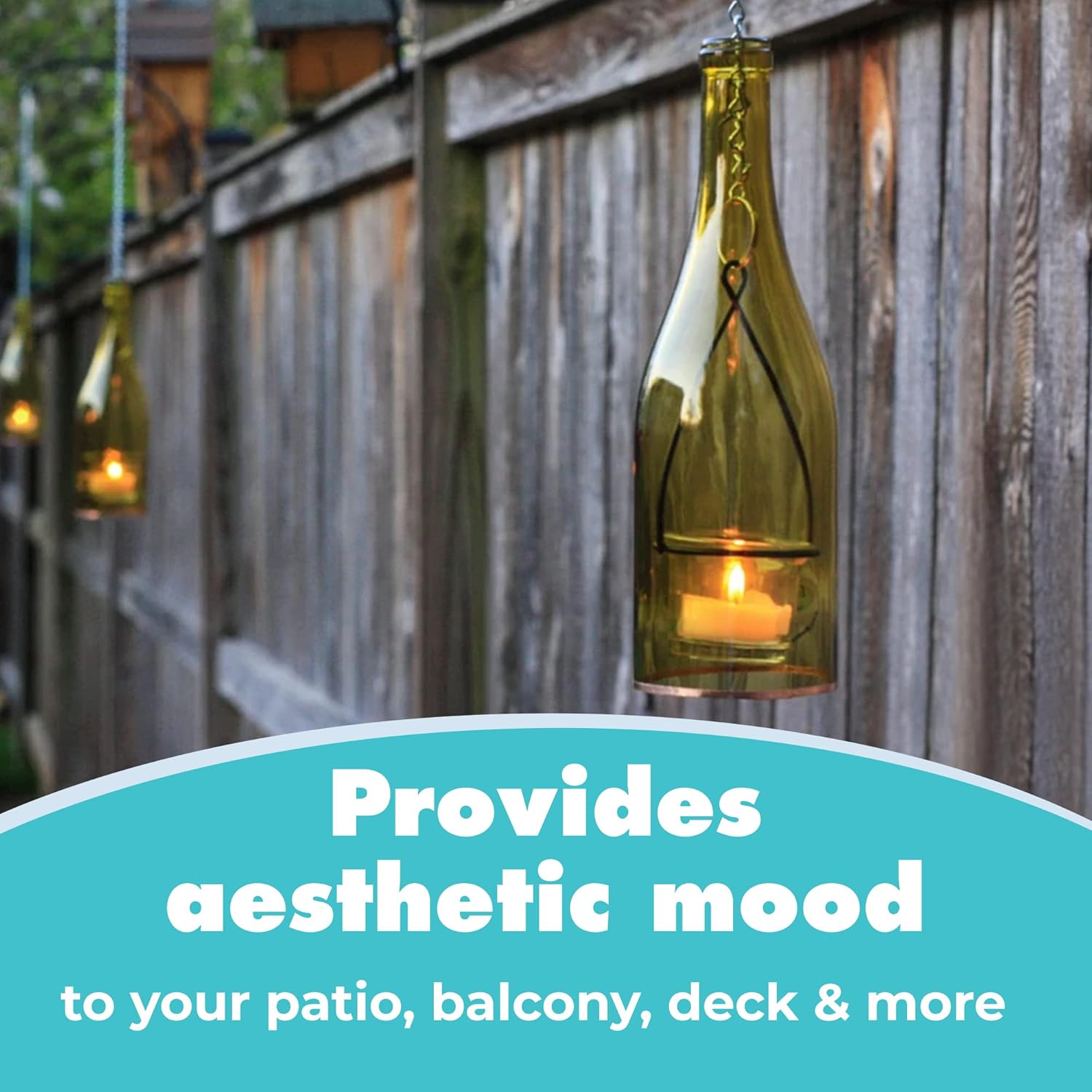 Hanging Wine Bottle Lantern - Green 1pc