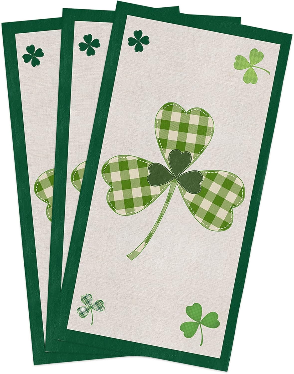 Rocking Giraffee Microfiber Towels 3 Pack St Patrick Day Green Plaid