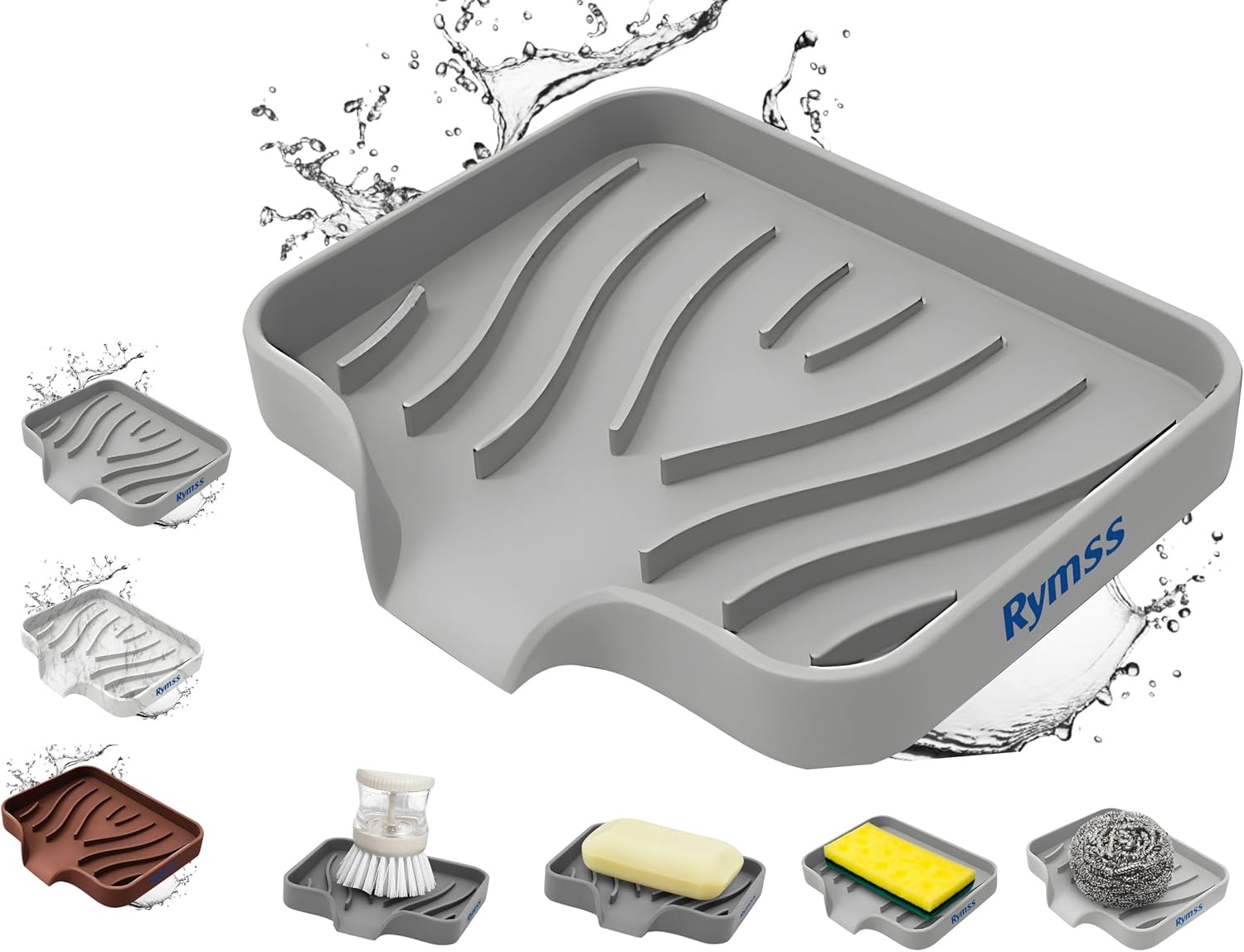 Rymss Silicone Soap Dish with Drain Spout - 47x35 Small