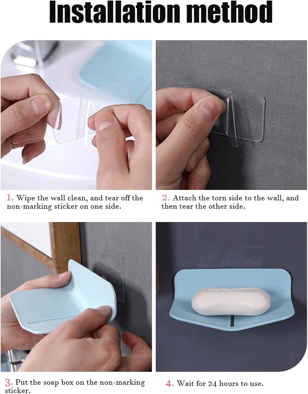 Self-Draining Shower Soap Holder No Drilling Strong Viscosity V-Shaped Design