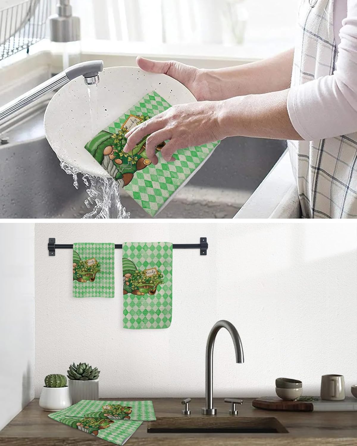 Falaniique Retro Checkered Waffle Towel Set of 4
