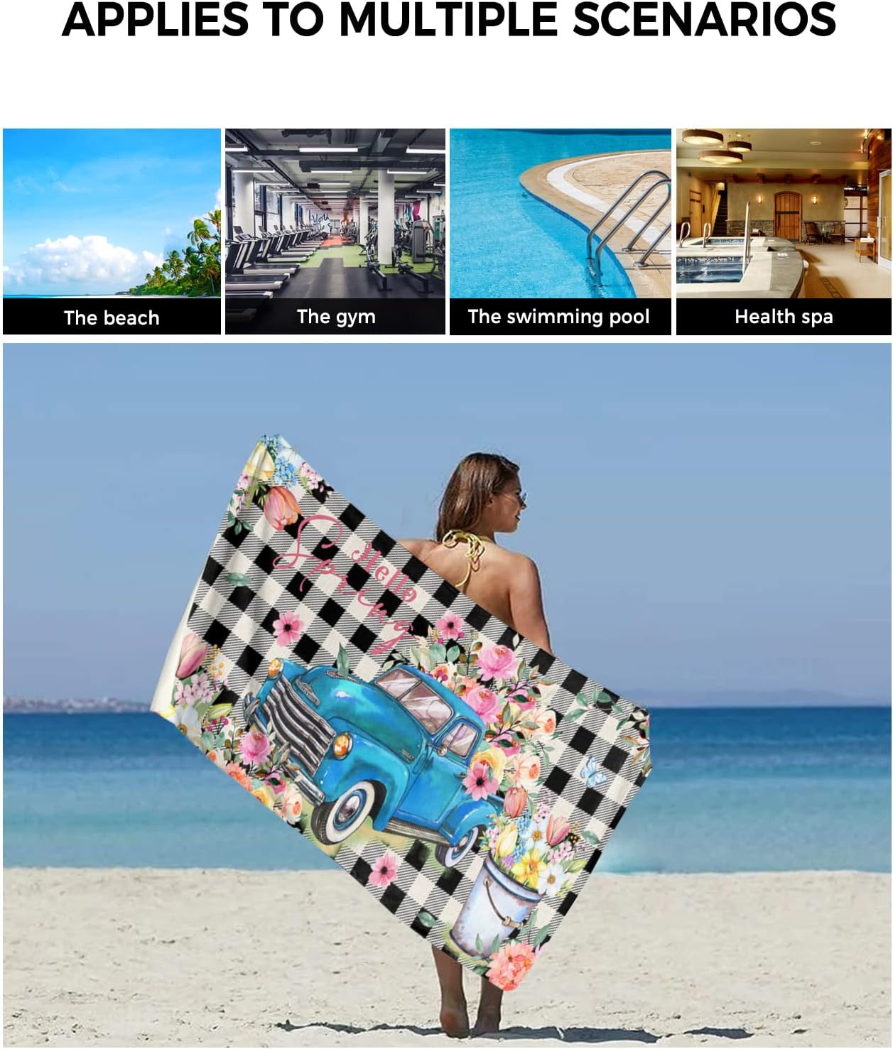 Chees D Zone Summer Tulip Farm Blue Bath Towel Set